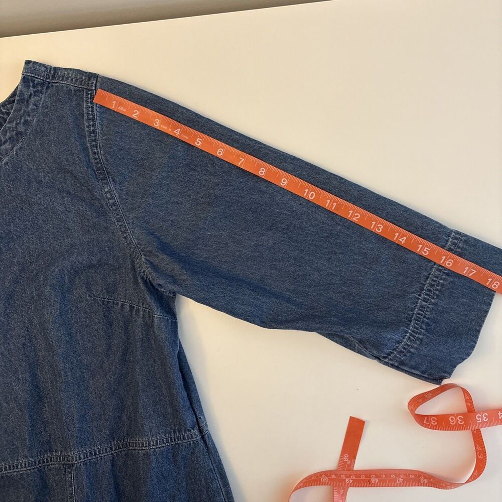 Vermont Country Store Women 100% Cotton Denim Dress XL Pockets Minimalist - Picture 6 of 7